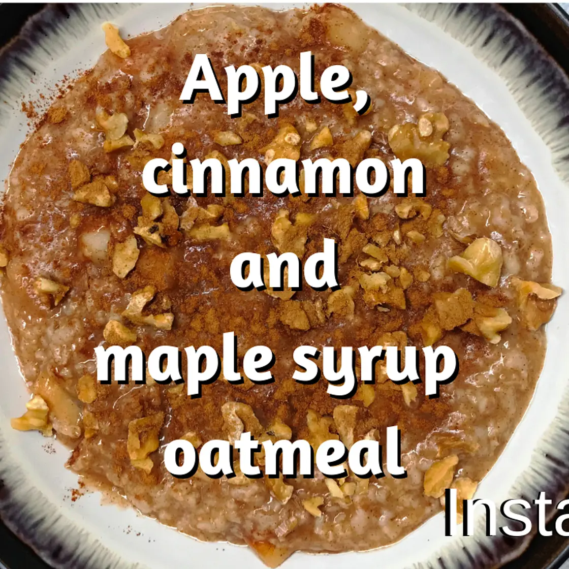 Instant Pot Oatmeal with apple, walnuts, cinnamon and maple syrup