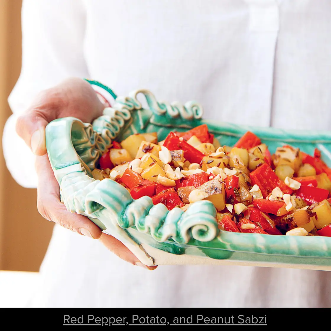 Red Pepper, Potato and Peanut Sabzi