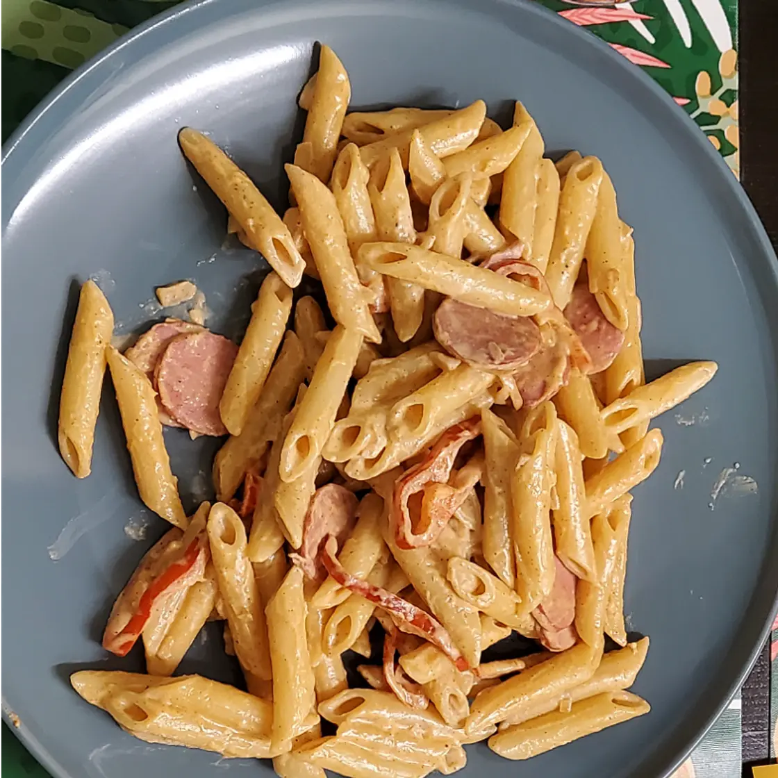 Cajun beef sausage and pepper pasta