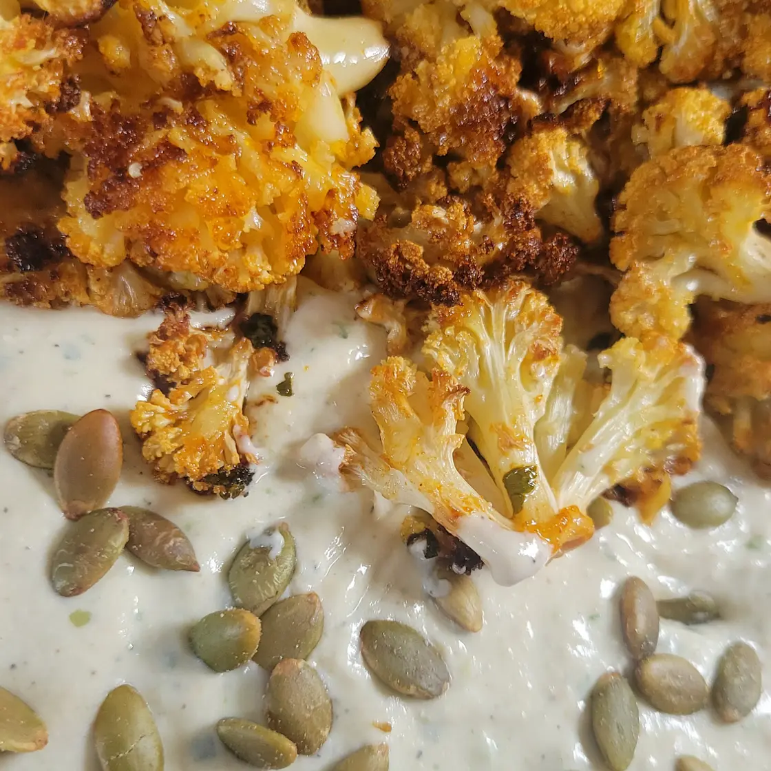 Lemon-Balsamic Butter Smashed Cauliflower