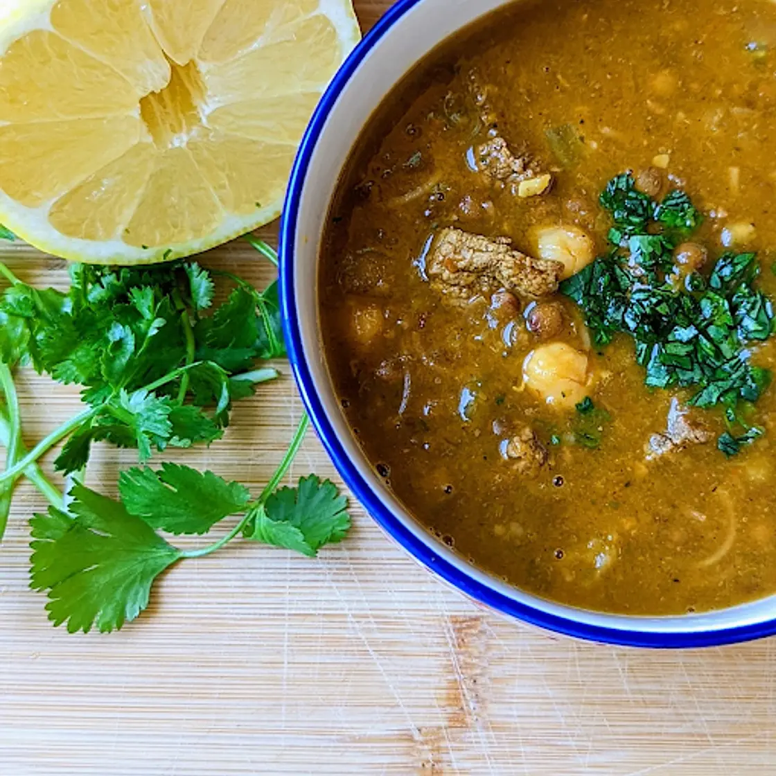 Moroccan Hrira- Hearty Beef Stew With Lentil and Vermicelli