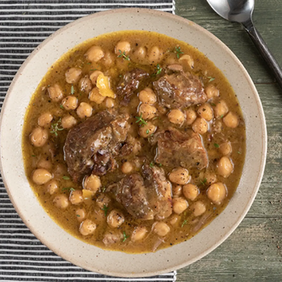 Greek Pork and Chickpea stew with orange