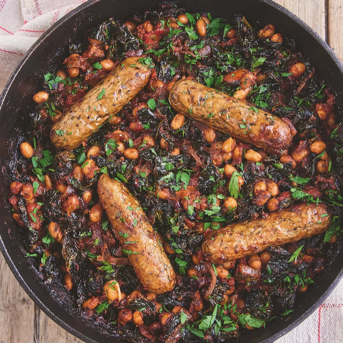 Sticky Baked Beans and Sausages