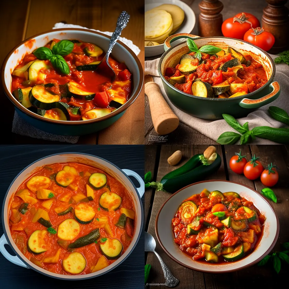 Zucchini stewed in tomato sauce
