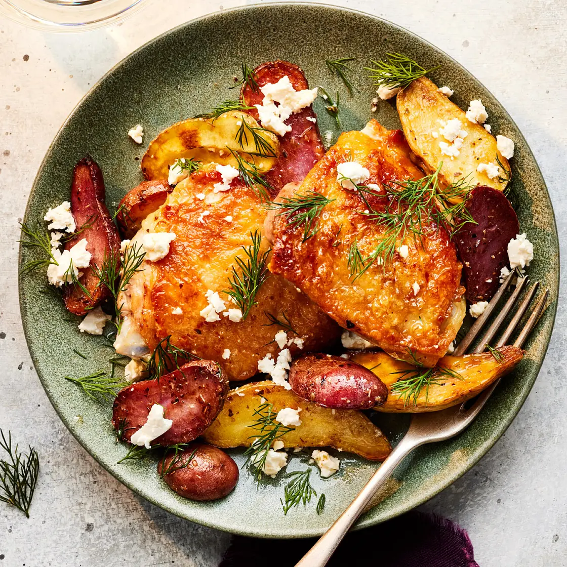 Hot Honey Chicken With Lemon-Oregano Potatoes