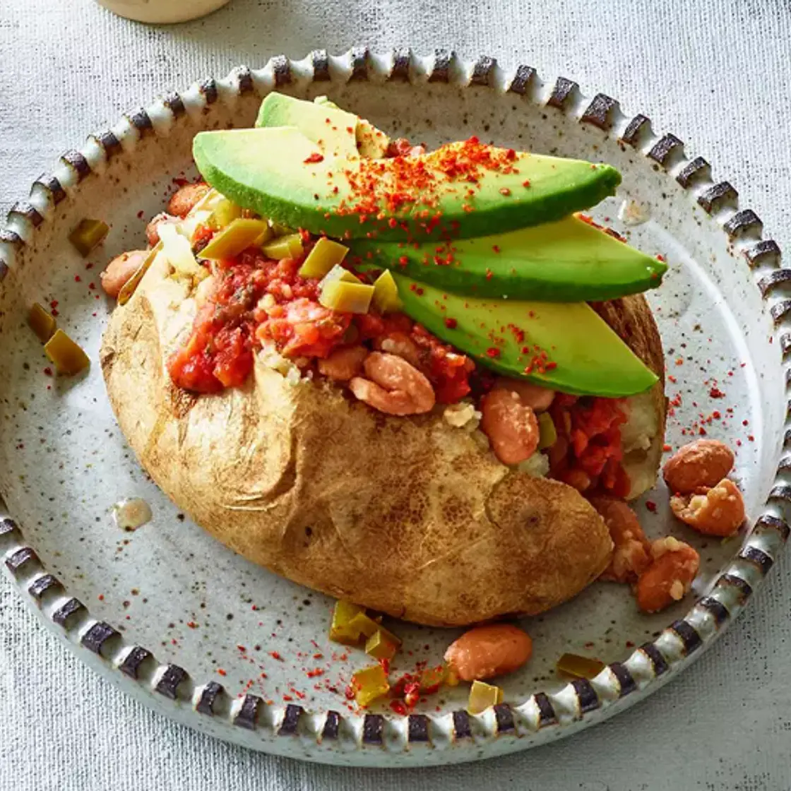 Stuffed Potatoes with Salsa & Beans