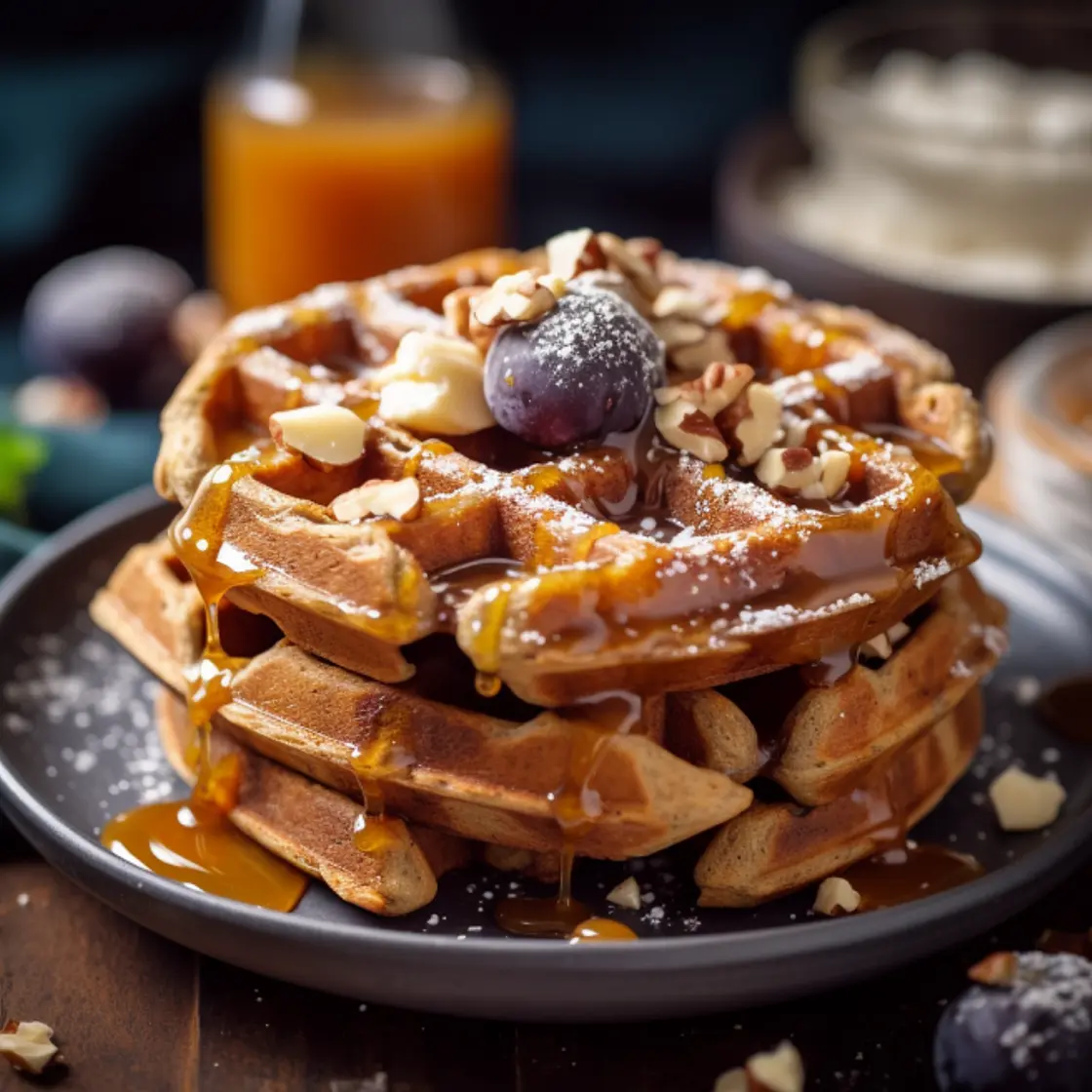Vegan Sweet Potato and Oatmeal Banana Waffles