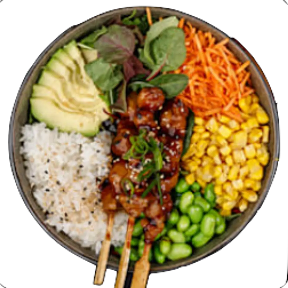 Poke bowl saumon teriyaki