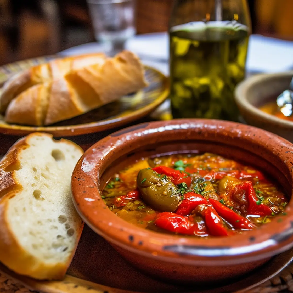 Fiery Algerian Filfla - Roasted Peppers with Garlic and Tomato