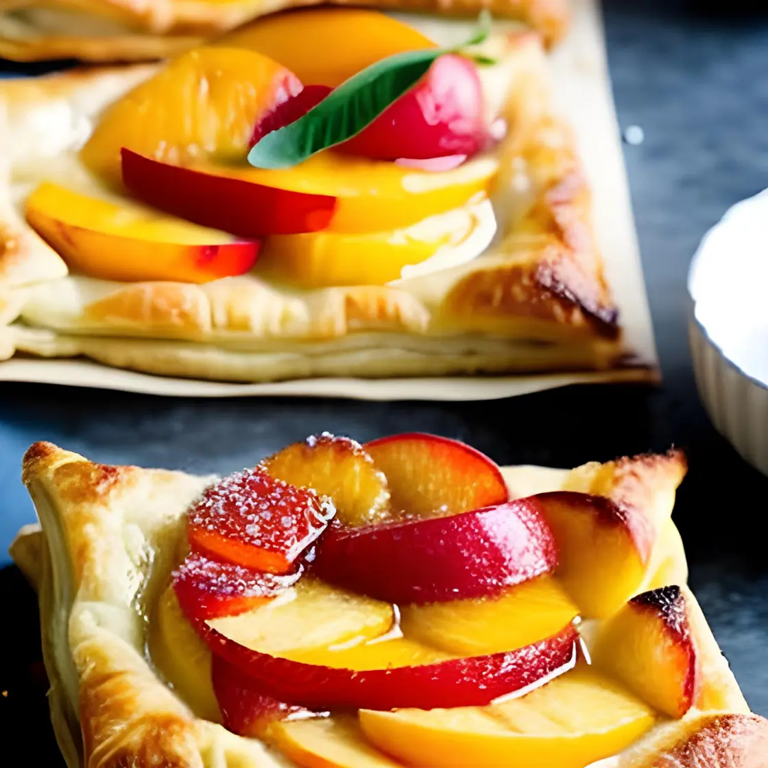 Golden Upside-Down Peach Puff Pastries