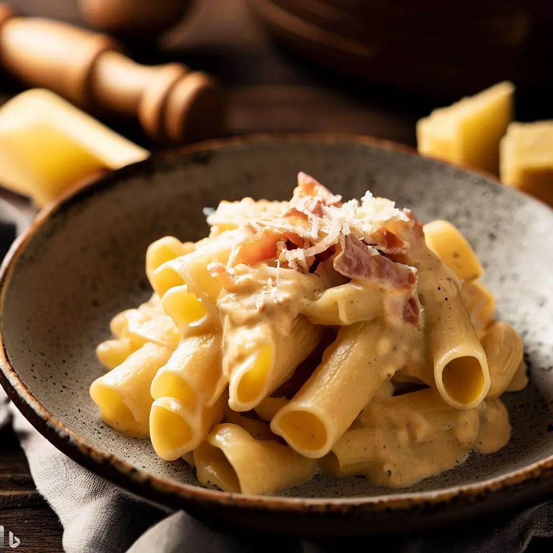 Creamy Pacheri Carbonara with Grana Padano