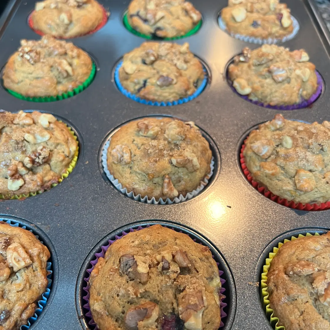 Blueberry banana nut muffins