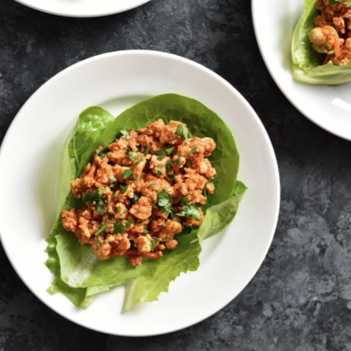 Spicy Thai tofu larb with lettuce cups