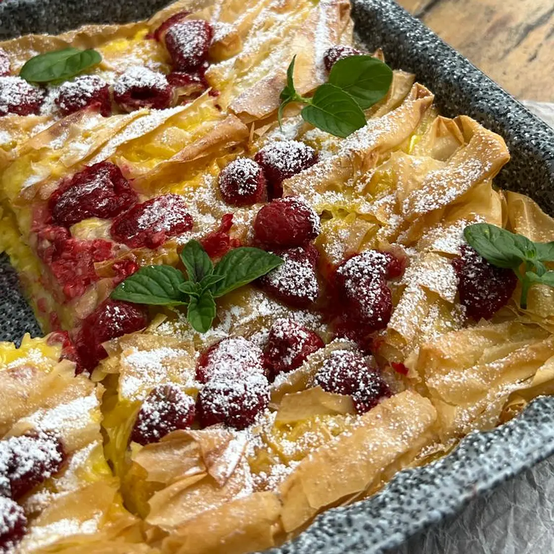 Raspberry Ruffled Milk Pie
