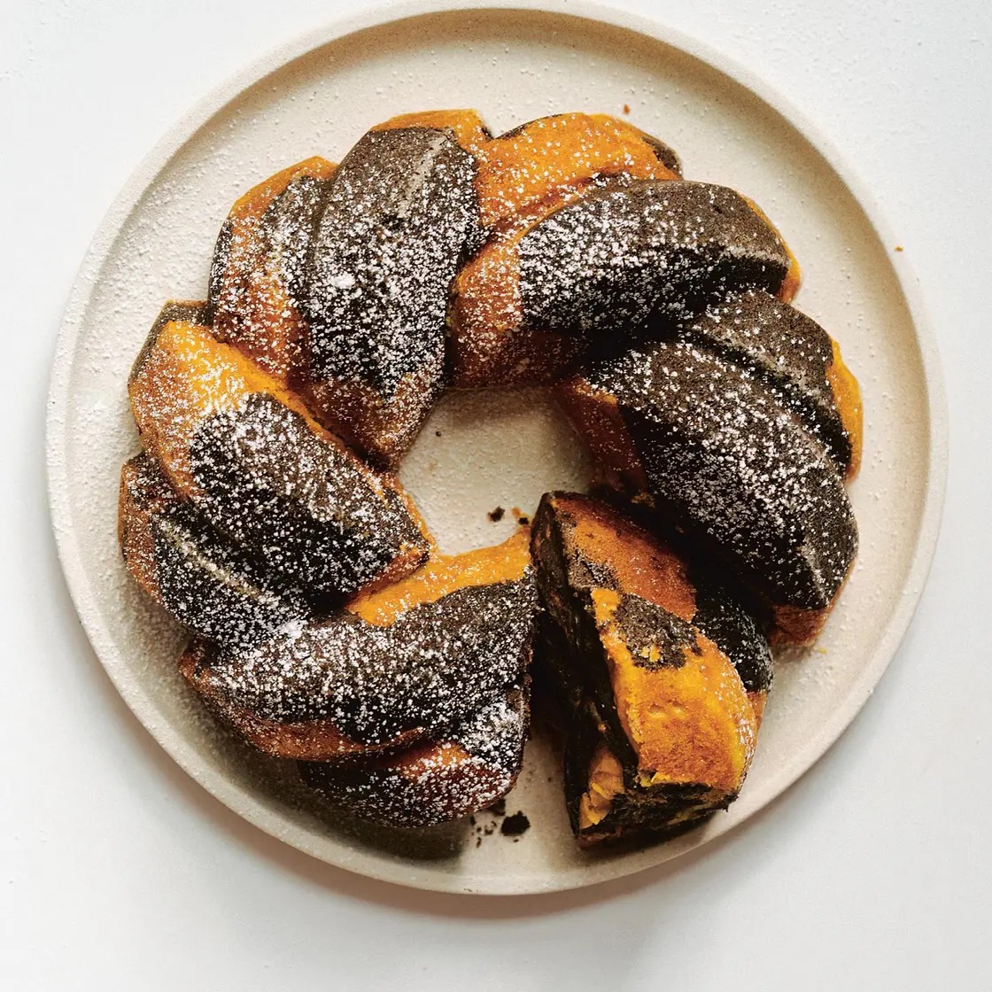 Sweet Potato and Black Sesame Marble Bundt