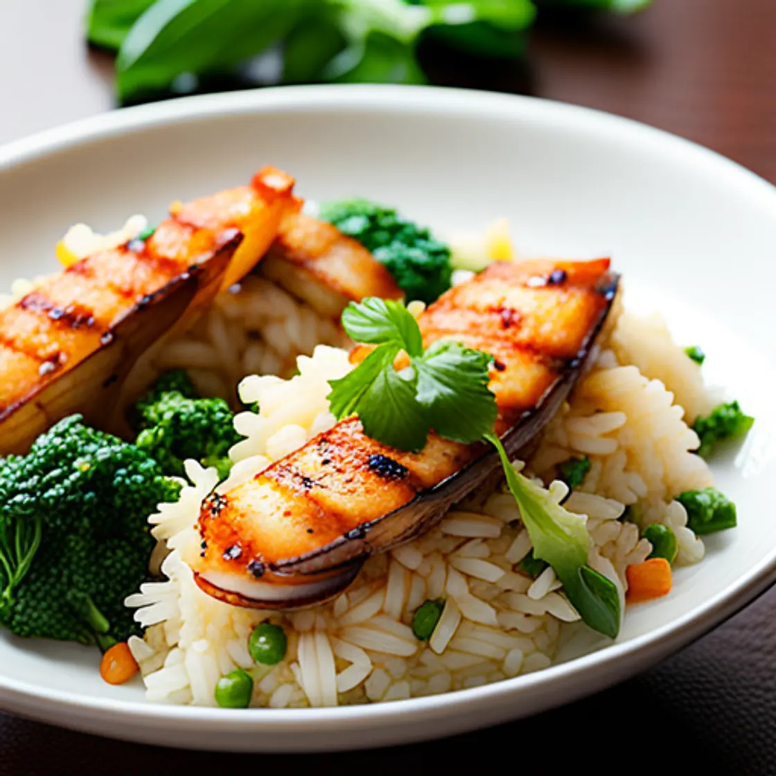 Crab Rice with Charred Green Onion, Tatsoi, and Sesame