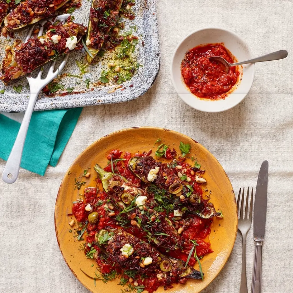 [Veggie] Freekeh stuffed courgettes