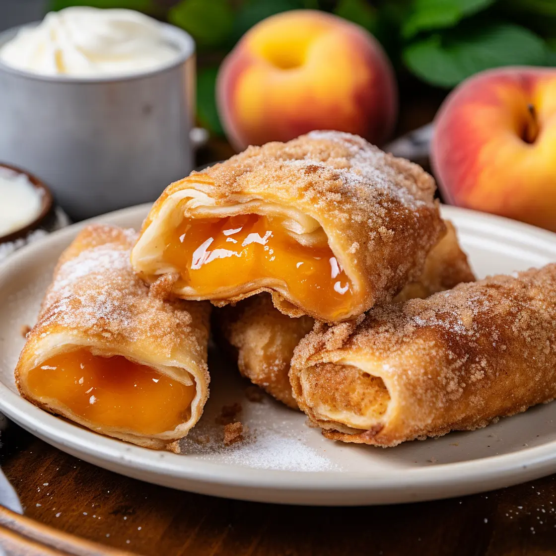 Peach Cobbler Egg Rolls