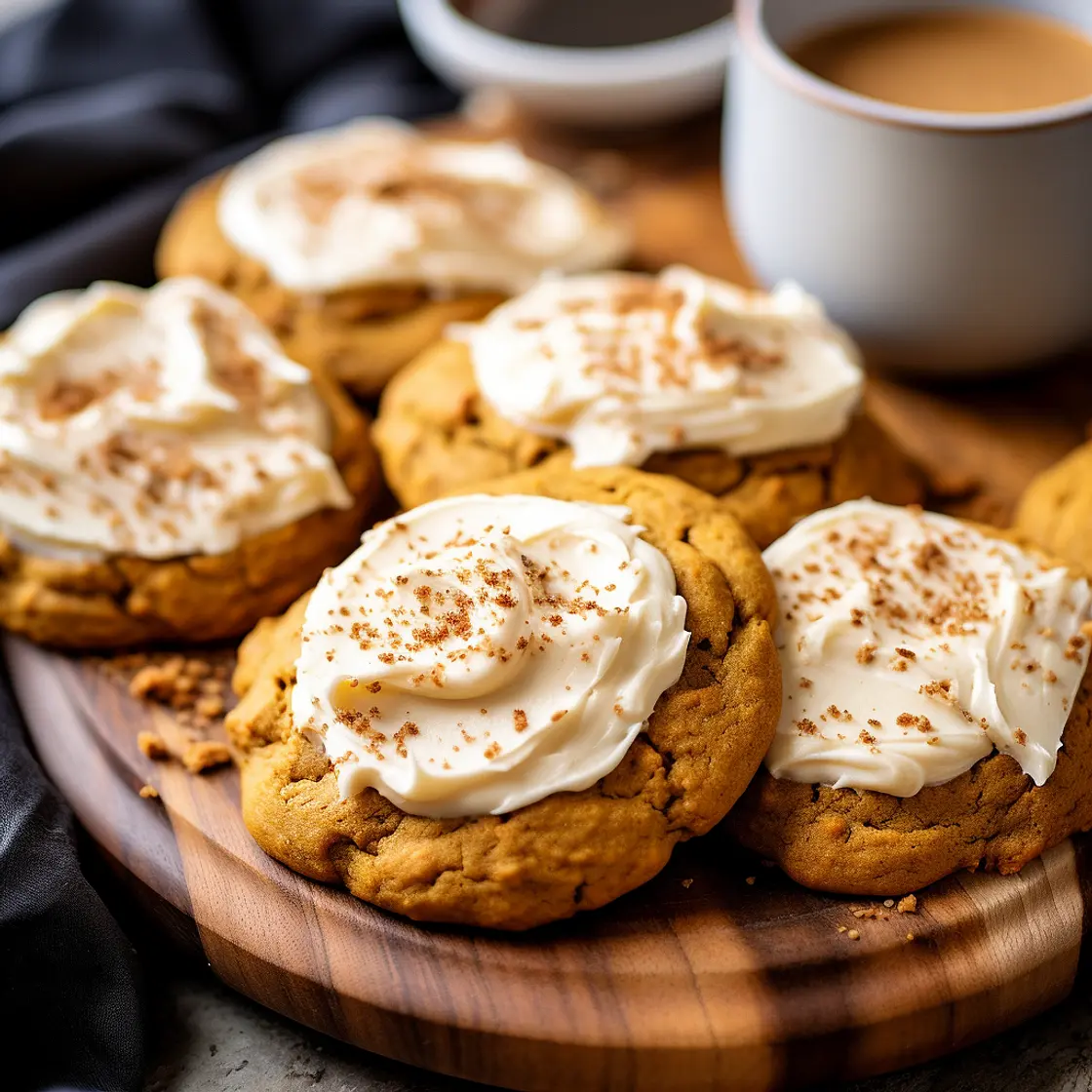 Pumpkin Spice Latte Cookies with Cream Cheese Frosting
