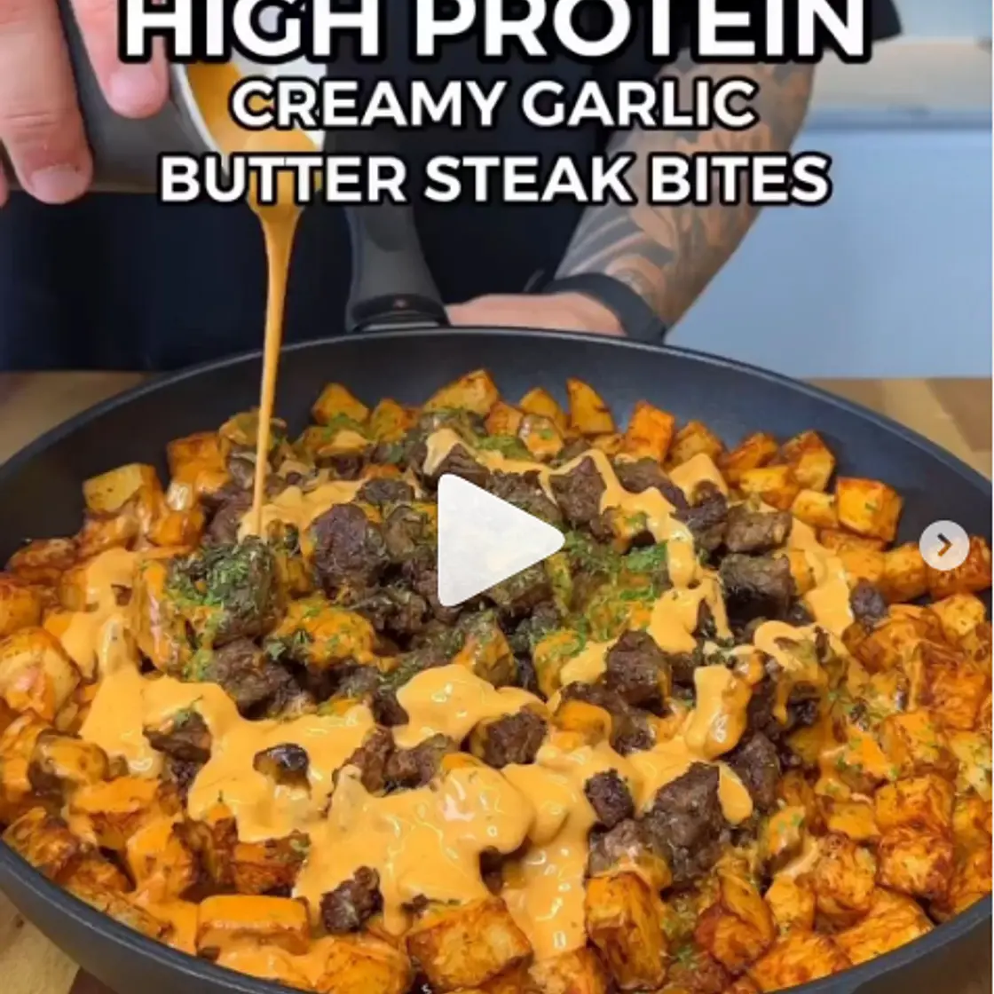 Creamy Garlic Butter Steak Bites & Crispy Potatoes