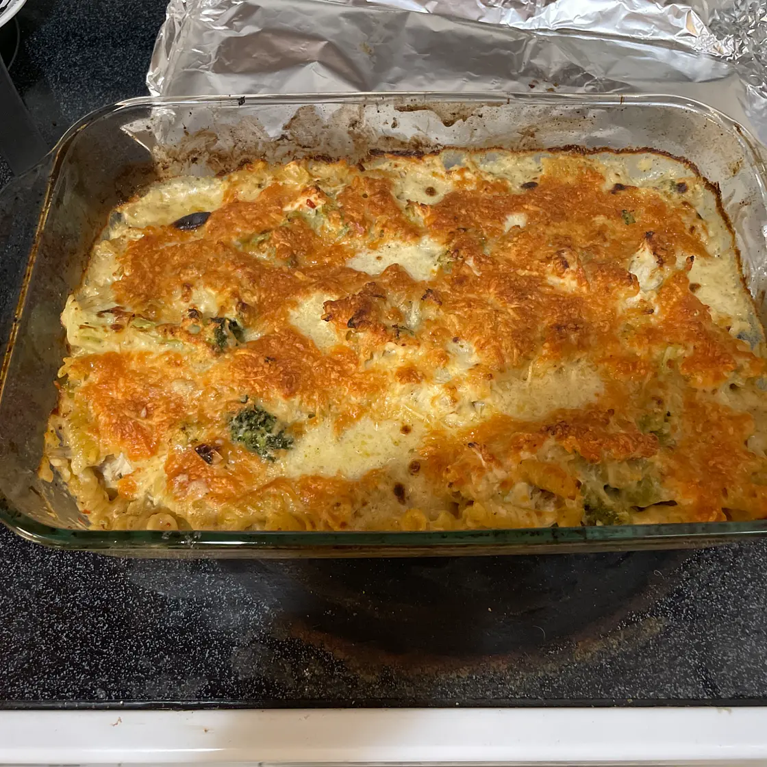 Dump and Bake Garlic Parm Pasta