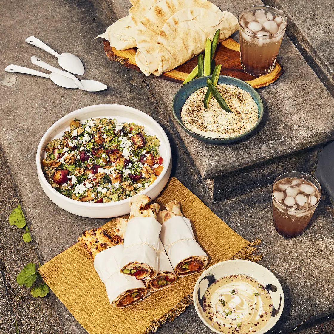 IJskoude crème van baba-ganoush met honing