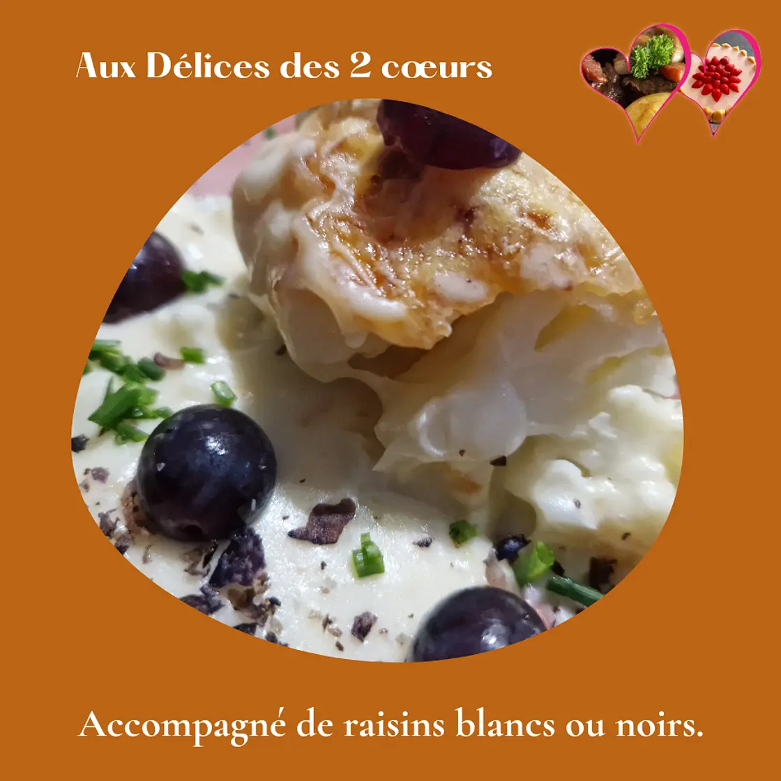 Gratin de choux-fleurs et béchamel mozzarella  et gorgonzola gratiné à l'emmental français.