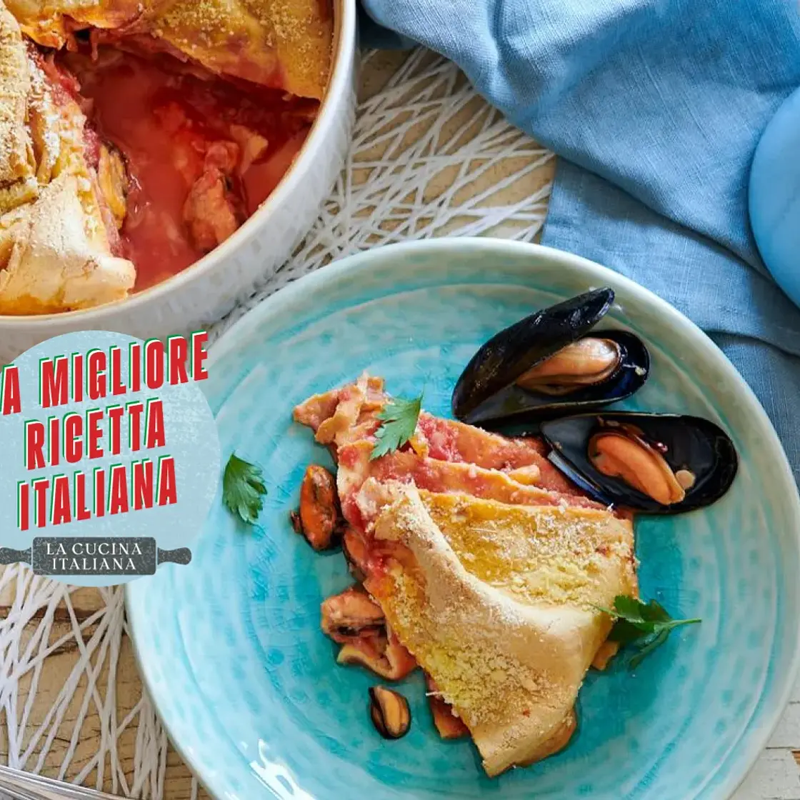 Timbale of scrippelle with mussels and pecorino, Abruzzo flavours