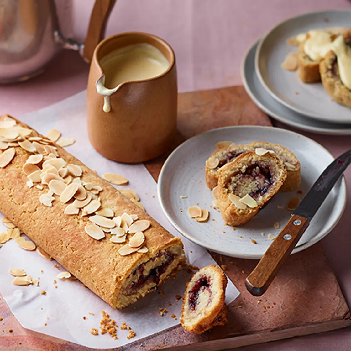 Paul Hollywood's Almond and Cherry  Jam Roly-Poly