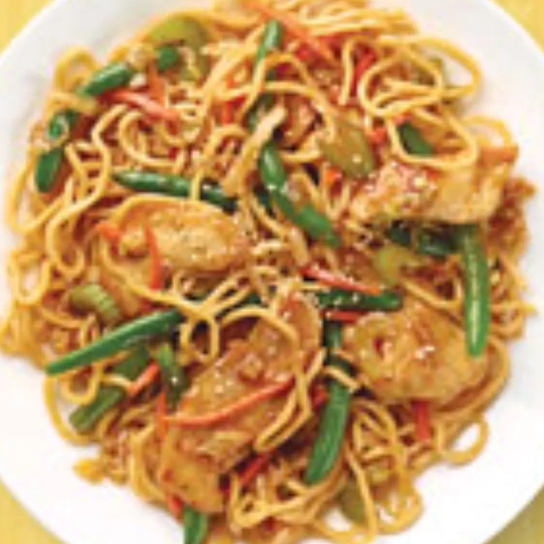 Sesame Chicken with Lo Mein & Green Beans