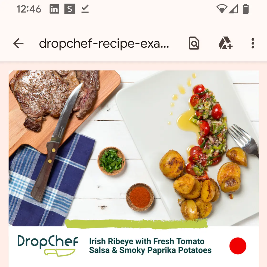 Irish Ribeye with Fresh Tomato
Salsa & Smoky Paprika Potatoes