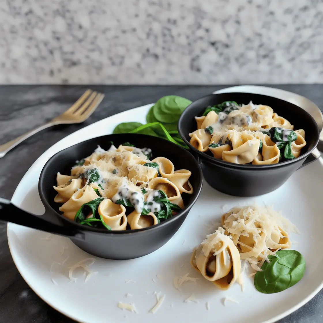 Chicken Alfredo and Mushroom Spinach Tortellini Bake