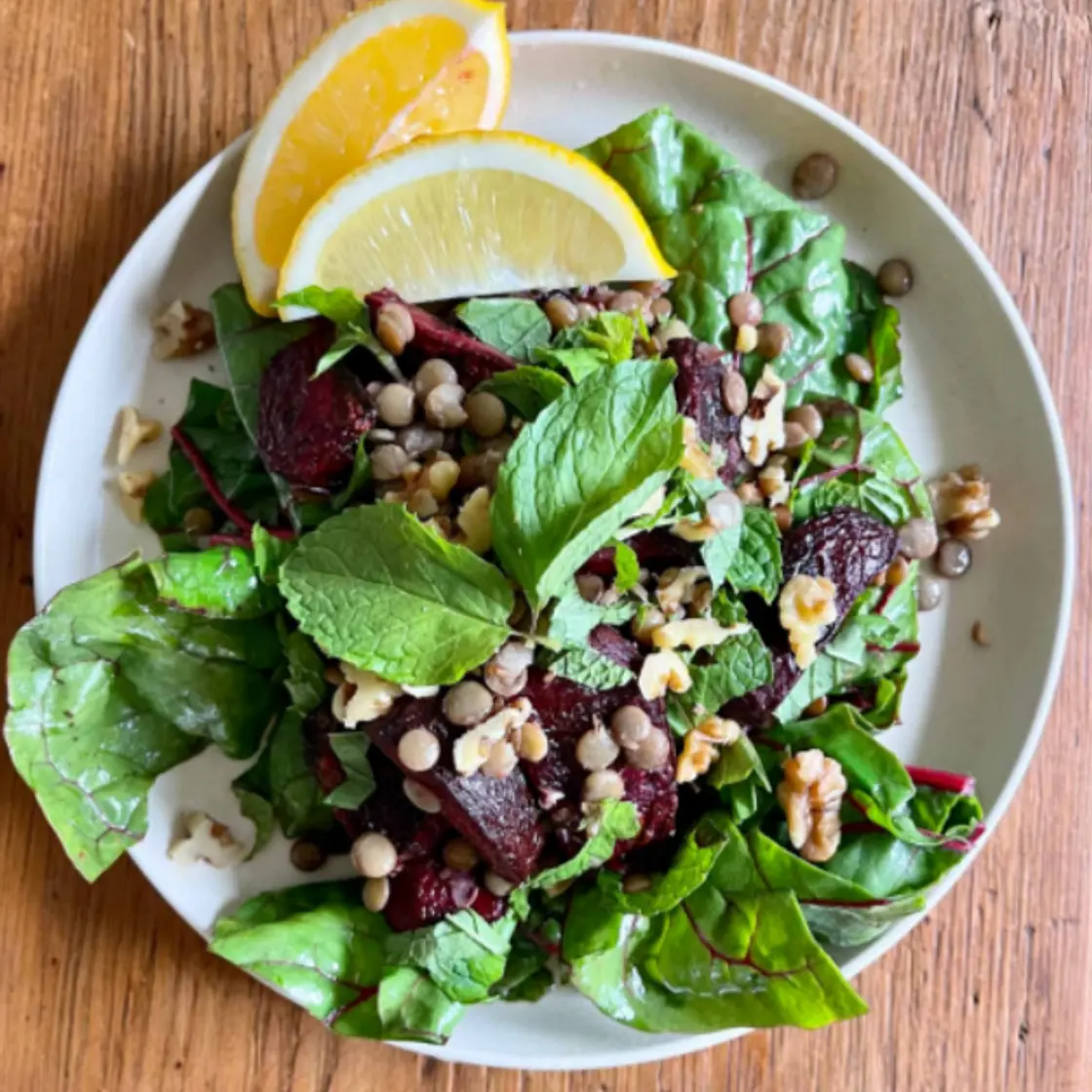 Roasted Beets + Green Lentils + Wilted Chard - Bryan Johnson's B