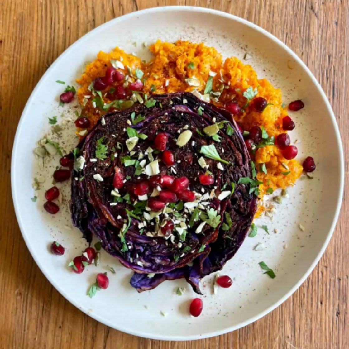 Cabbage Steaks + Sweet Potato Mash - Bryan Johnson's Blueprint