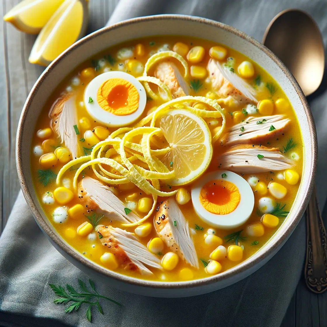 Soupe de maïs au poulet au citron
