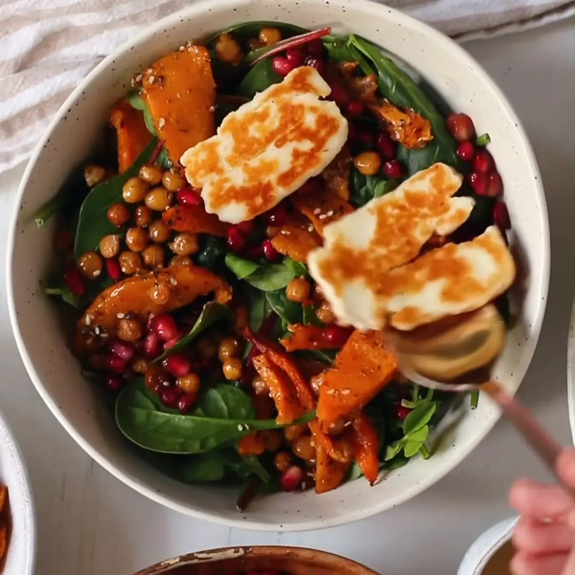 Pumpkin, Halloumi & chickpea salad