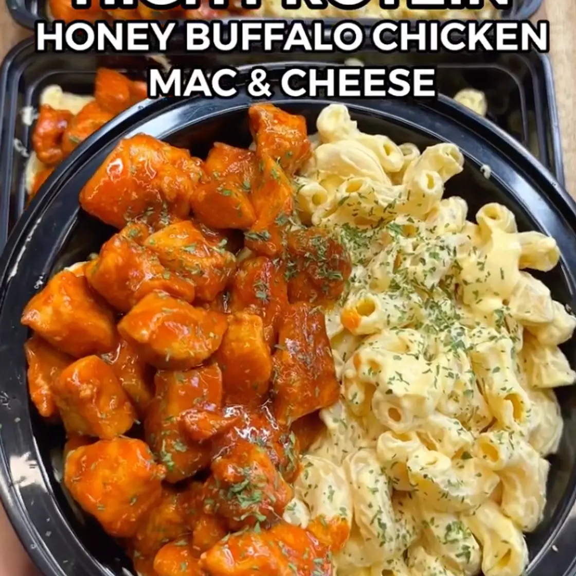 High Protein Honey Buffalo Chicken Mac & Cheese
