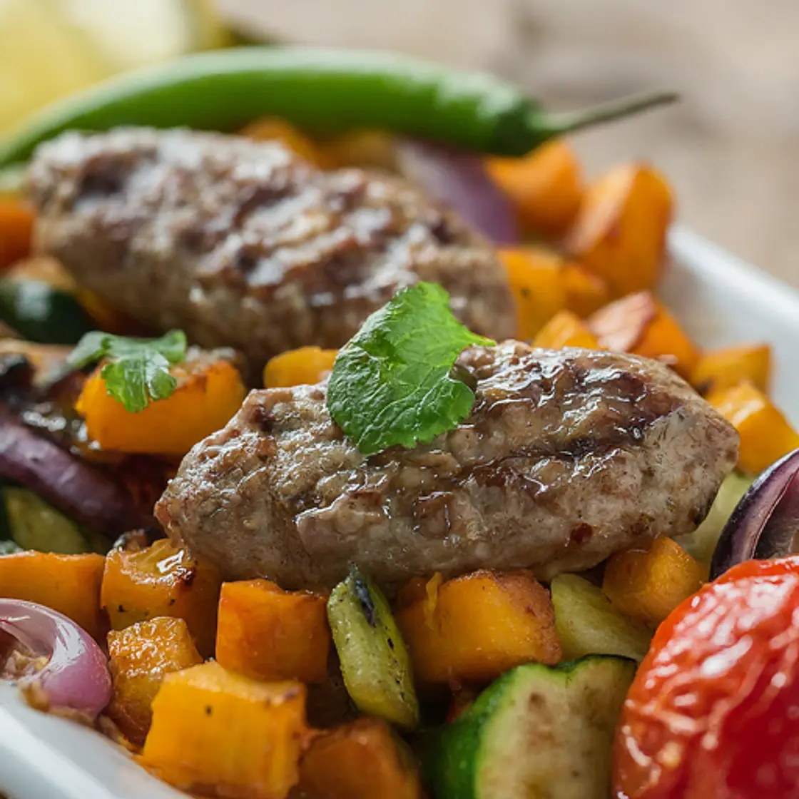 Turkish Lamb Kofte with Roasted Vegetables