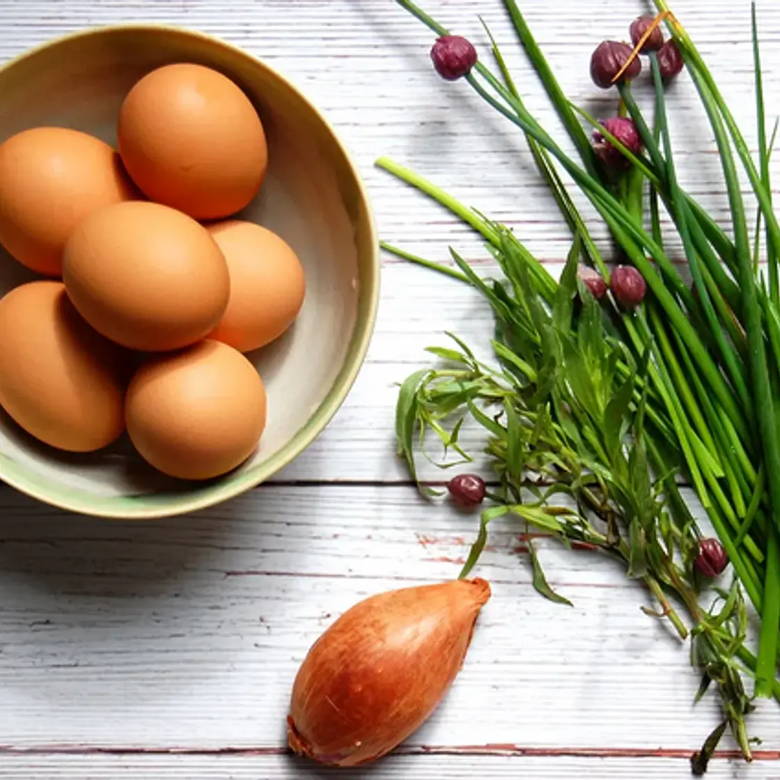 Chives, Eggs, & Shrimp Salad