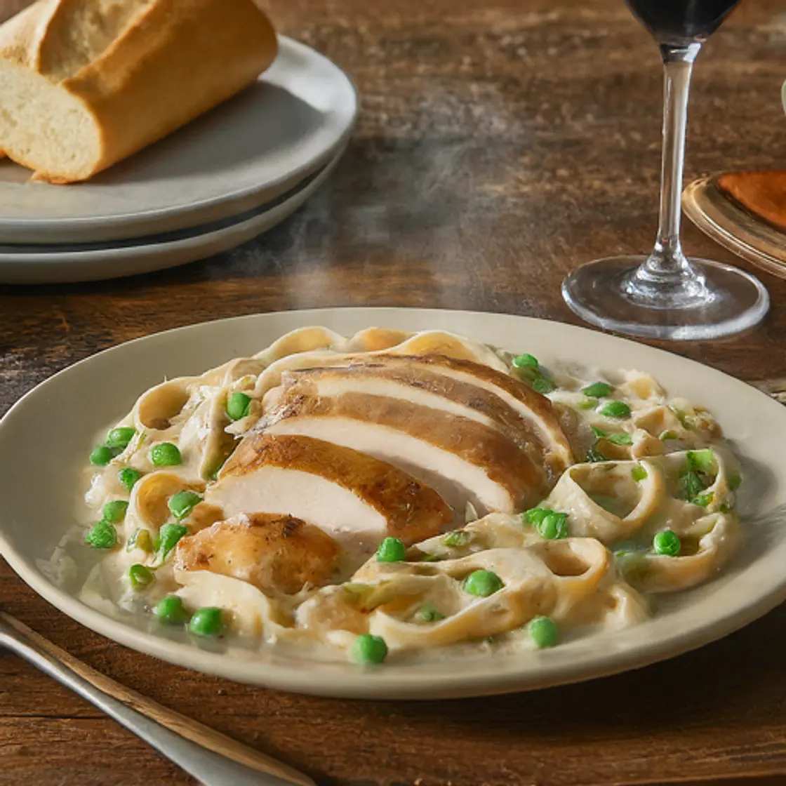Chicken Alfredo with Peas