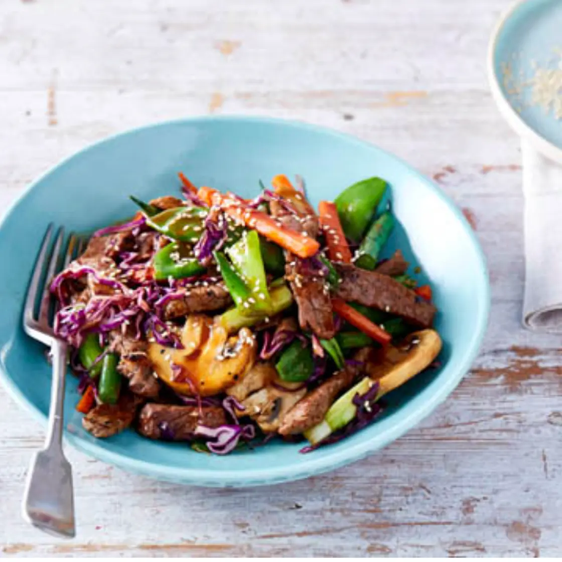 Hoi sin beef & sesame stir-fry
