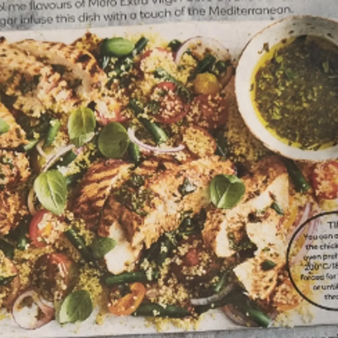 Grilled balsamic chicken with couscous salad