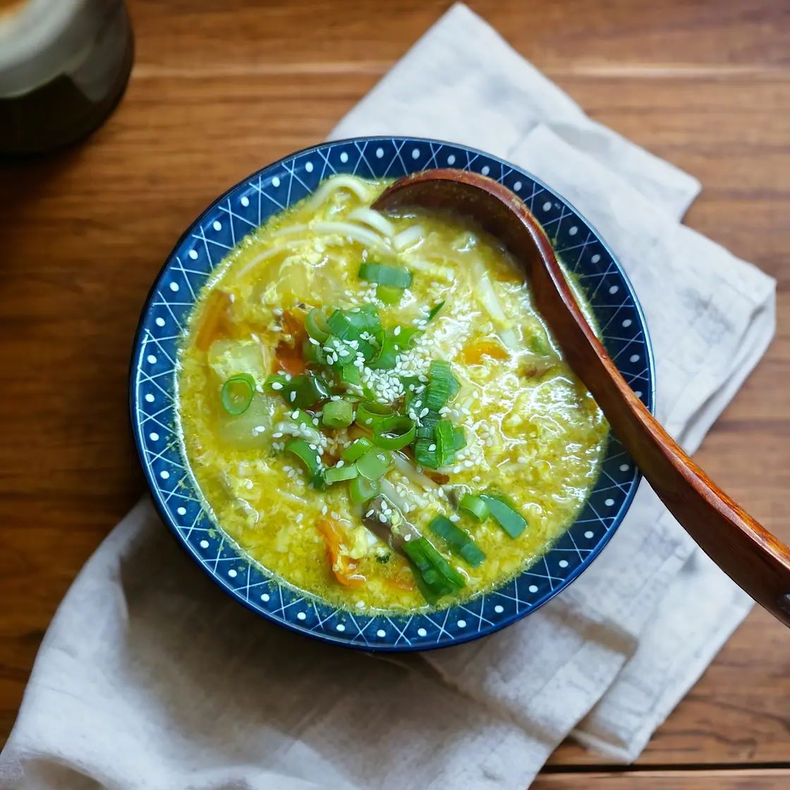 Miso udon egg drop soup