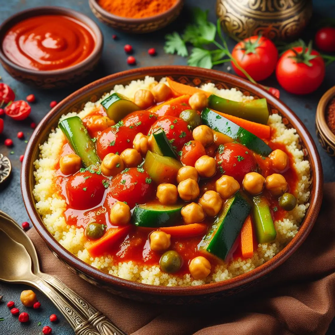 Algerian Dersa Vegetable Couscous with Chickpeas