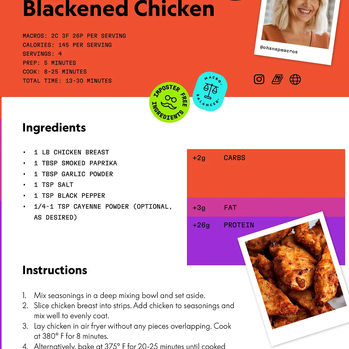 Air Fryer Blackened chicken