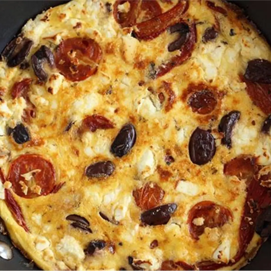 Tomato olive and feta frittata