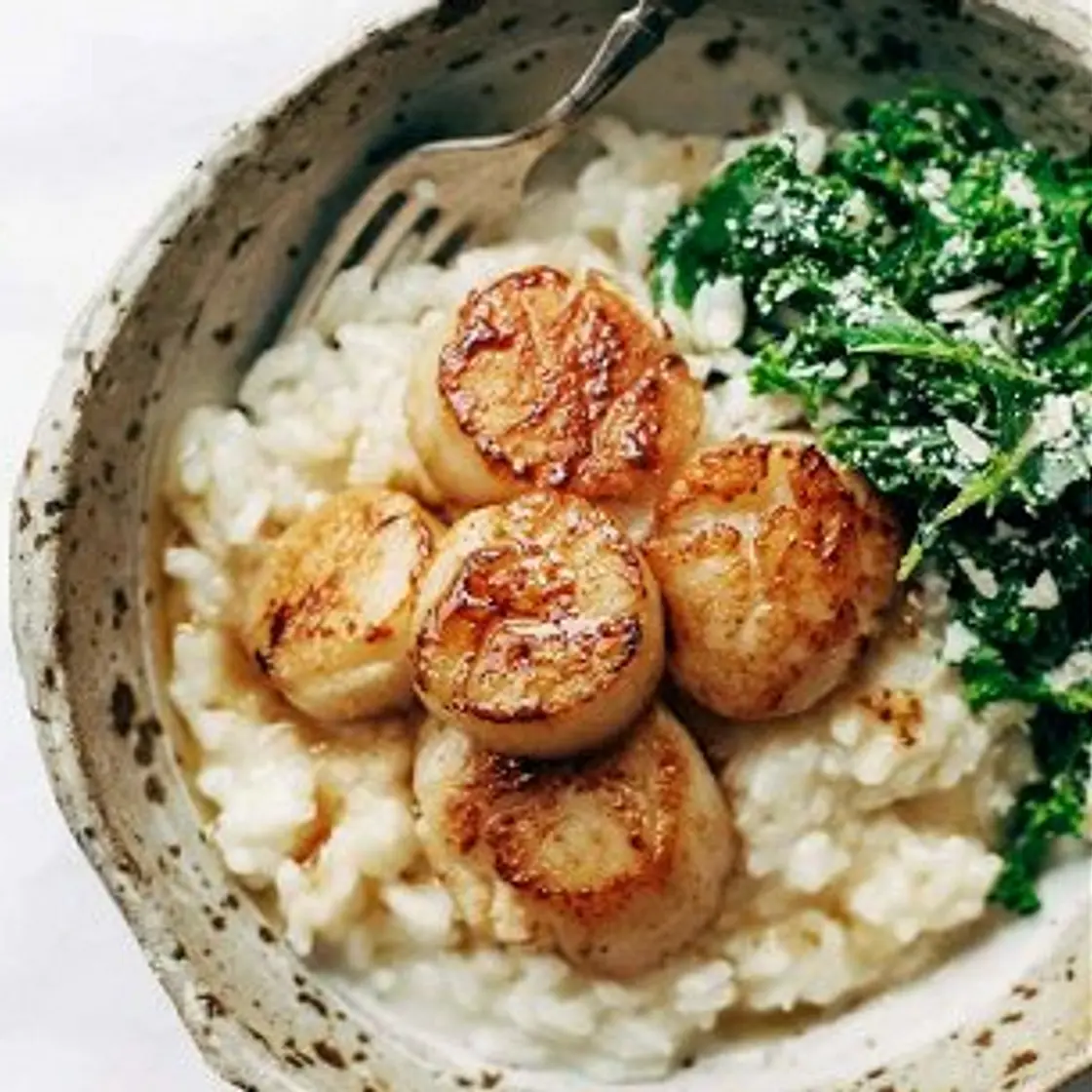 Brown Butter Scallops with Parmesan Risotto
