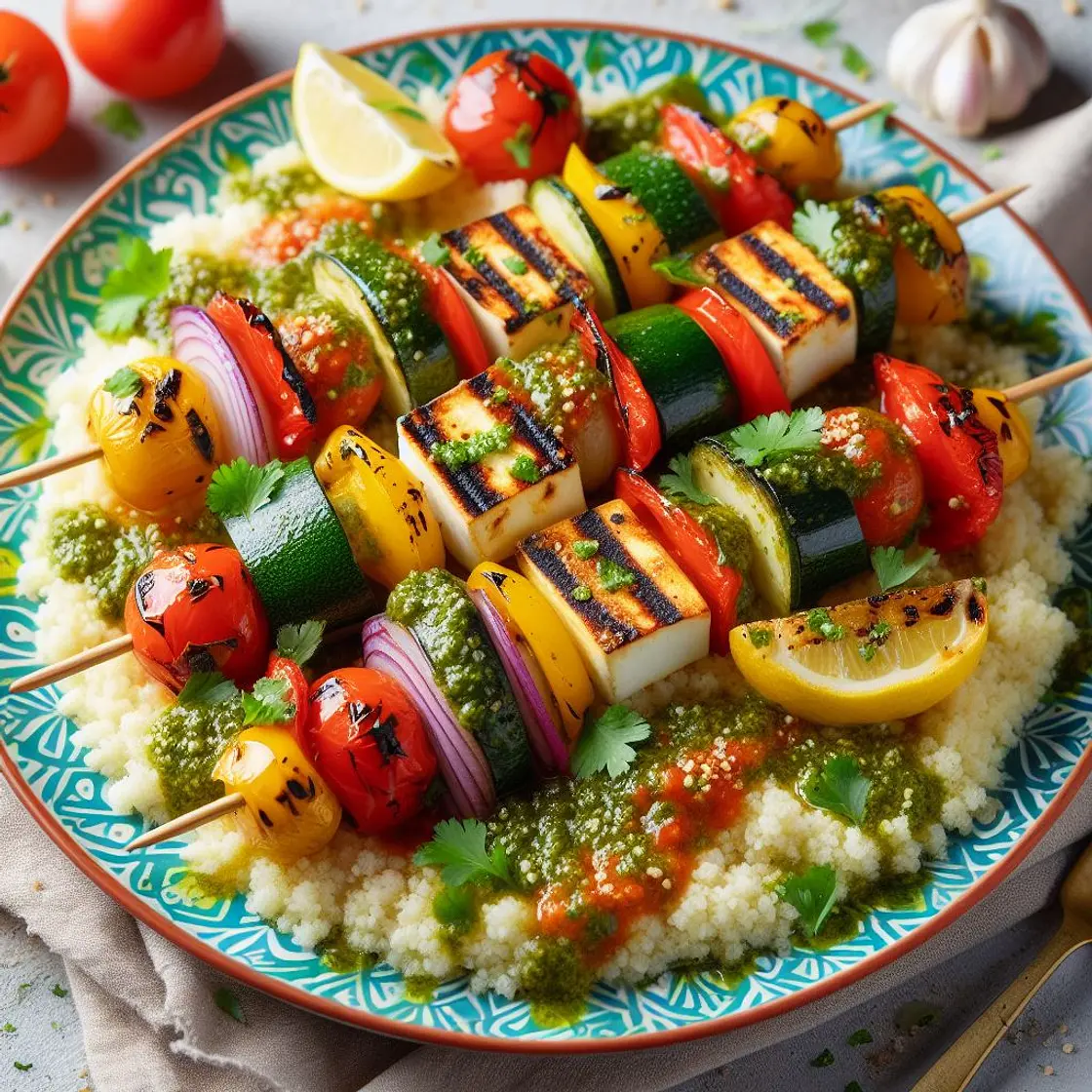 Vegetable and Halloumi Skewers with Chermoula
