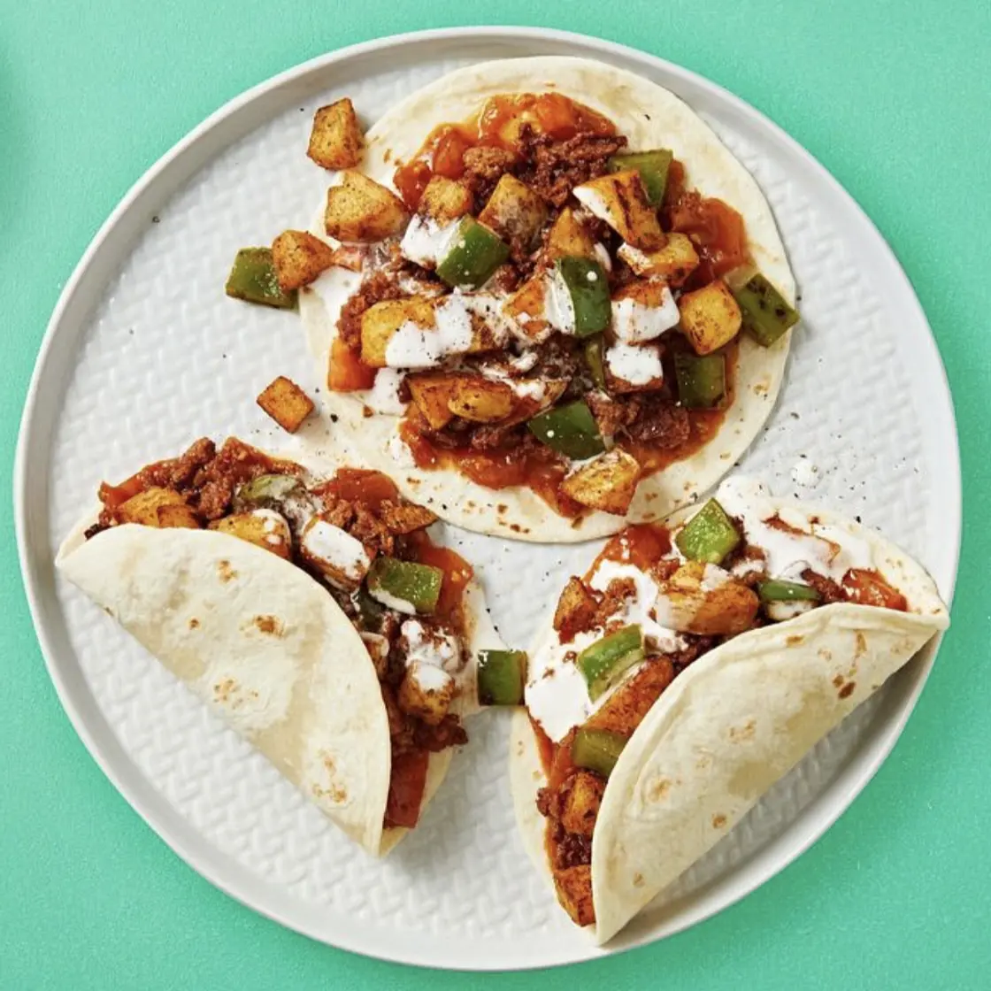 Potato and Capsicum soft tacos