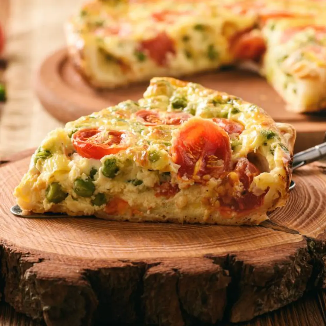 Tarte petit pois, chèvre, tomate